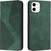 Skin Feel Magnetisch S-type Effen Kleur Horizontale Flip Leren Hoes Met Houder & Kaartsleuf & Portemonnee Voor iPhone 13 (Groen)