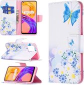 Voor OPPO Realme 8/Realme 8 Pro Gekleurd Tekenpatroon Horizontale Flip Lederen Case met Houder & Kaartsleuven & Portemonnee (Butterfly Love)