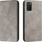 Voor Samsung Galaxy A03s Skin Feel Magnetisch S-type Effen Kleur Horizontale Flip Lederen Case met Houder & Kaartsleuf & Portemonnee (Grijs)