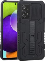 Voor Samsung Galaxy A52 5G / 4G Vanguard Warrior All Inclusive dubbele kleur schokbestendig TPU + pc-beschermhoes met houder (rotszwart)