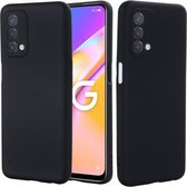 Voor OnePlus Nord N200/OPPO A93 5G Pure Kleur Vloeibare Siliconen Schokbestendig Volledige Dekking Case (Zwart)