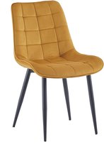 Eetkamerstoelen Set van 4 Felix - Geel - Metaalpoot - Fluweel