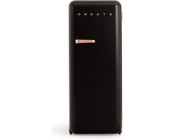 CREATE - Koelkast in retrostijl - Zwart - Handvat Roségoud - FRIDGE RETRO 281L