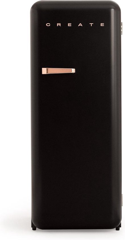 Koelkast: CREATE RETRO FRIDGE 150 ROSE GOLD - Kastmodel Koelkast - 260L - Zwart, van het merk Create