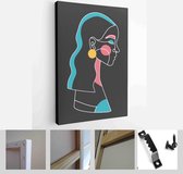 Modern abstract faces with abstract shapes. Minimalism concept. Line art drawing style. Contemporary silhouette of woman - Modern Art Canvas - Vertical - 1770547253 - 115*75 Vertical