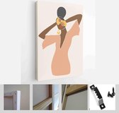 Set of abstract female shapes and silhouettes on retro summer background. Abstract women portraits in pastel colors - Modern Art Canvas - Vertical - 1636212199 - 50*40 Vertical