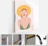 Set of abstract female shapes and silhouettes in retro summer background - Modern Art Canvas - Vertical - 1637250922 - 40-30 Vertical