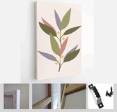 Collection of contemporary art posters in pastel colors. Abstract elements, leaves and fruits, branches, pears - Modern Art Canvas - Vertical - 1853285833 - 50*40 Vertical