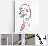 Modern abstract faces with abstract shapes. Minimalism concept. Line art drawing style - Modern Art Canvas - Vertical - 1773642410 - 40-30 Vertical