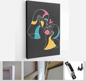 Modern abstract faces, hands, with abstract shapes. Minimalism concept. Line art drawing style - Modern Art Canvas - Vertical - 1771190867 - 80*60 Vertical