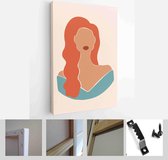 Female shape, silhouette on retro summer background. Fashion woman portrait in pastel colors - Modern Art Canvas - Vertical - 1724515288 - 80*60 Vertical