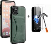 GSMNed – Luxe iPhone XS Max Groen – hoogwaardig Leren Pu Hoesje – iPhone XS Max Groen – Card case – Met Screenprotector