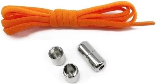 veters - (oranje) - niet strikken - elastische veters - no tie - schoenveters - sportveters - rond - schoenveters - kinderveters