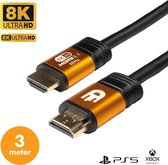 Drivv. Premium HDMI Kabel 2.1 - Ultra HD High Speed 8K - HDMI naar HDMI - Xbox Series X & PS5 - 3 meter - Oranje