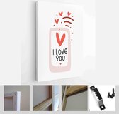Valentines day minimalist vector card set with greeting sayings: be mine, just love, I’m yours, you are my happy place - Modern Art Canvas - Vertical - 1905986146 - 50*40 Vertical