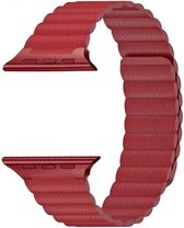 Shop4 - Bandje voor Apple Watch 7 45mm - Kunstleer Rood