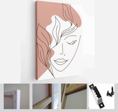 Set of creative hand painted one line abstract female portraits. Minimalist vector people icon - Modern Art Canvas - Vertical - 1886477428 - 80*60 Vertical