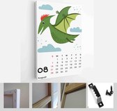 Children's calendar template for 2022. Bright vertical design with abstract dinosaurs in a flat style - Modern Art Canvas - Vertical - 1980533045 - 40-30 Vertical