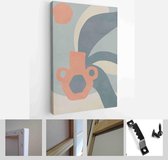 Teal and Peach Abstract Botanical Organic Art Illustration. Set of soft color painting wall art for house decoration - Modern Art Canvas - Vertical - 1963826755 - 115*75 Vertical