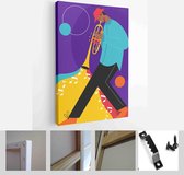 Set of jazz festival posters. Vector compositions included: saxophone, trombone, clarinet, violin, double bass, piano, trumpet, bass drum and banjo, guitar - Modern Art Canvas - Ve