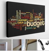 Itsallcanvas - Schilderij - Budget Concept In Tag Cloud On Art Horizontal Horizontal - Multicolor - 60 X 80 Cm