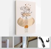 Painting Wall Pictures Home Room Decor. Modern Abstract Art Botanical Wall Art. Boho. Minimal Art Flower on Geometric Shapes Background - Modern Art Canvas - Vertical - 1955054914