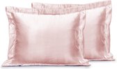 Elegance Skin Care Kapselsloop - Satijnen Kussensloop - Light Pink - Kussenslopen 60x70 Set van 2 - Oxford Rand - Beauty kapsel sloop