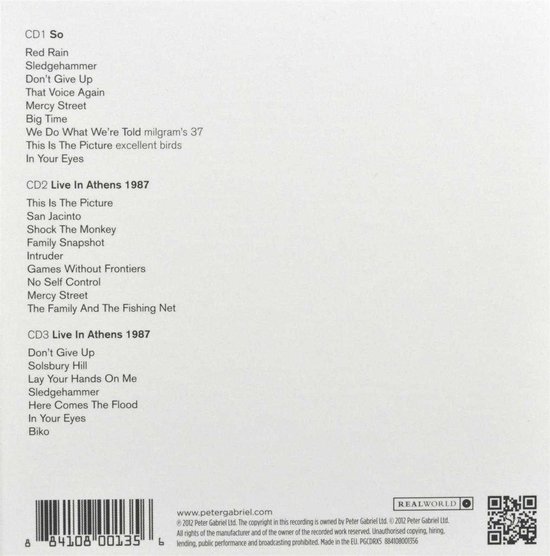 Peter Gabriel - So (3 CD) (25th Anniversary Edition)