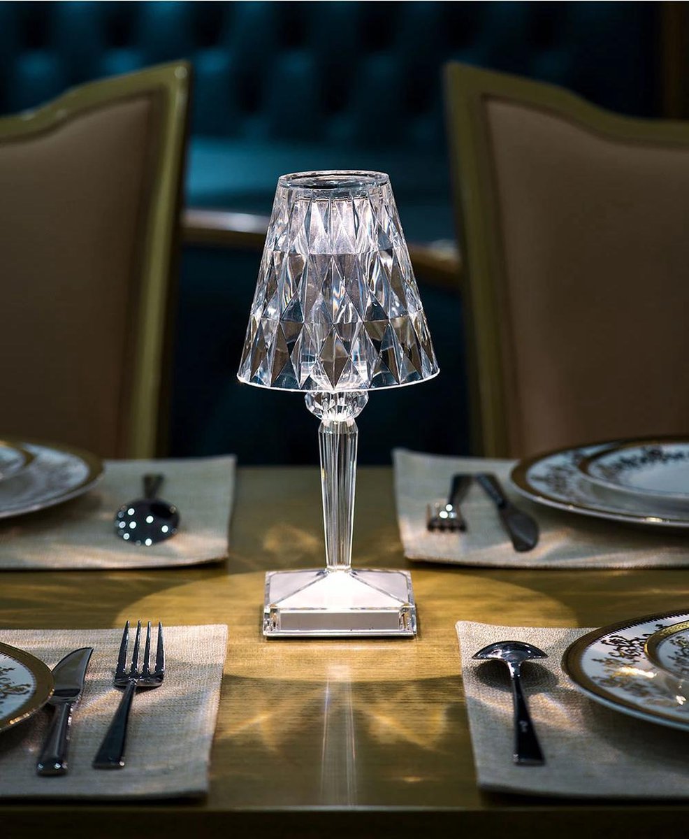 Luxe Diamant Tafellamp - Draadloos - Touch schakelaar - Decoratieve tafel - Restaurant lamp - Cafe - Bar - Slaapkamer - Woonkamer