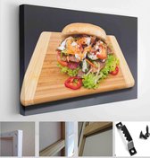Itsallcanvas - Schilderij - Kebab Sandwich Doner Kebab Doner Art Horizontal Horizontal - Multicolor - 40 X 50 Cm
