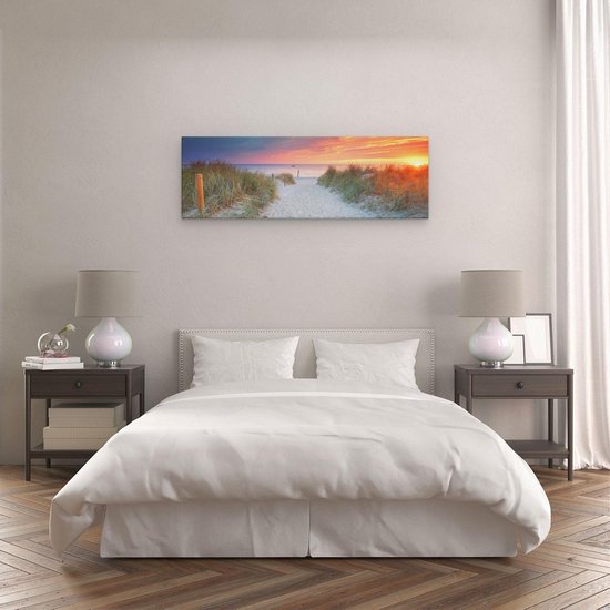 Artaza - Peinture sur toile - Plage et dunes au coucher du soleil - 120 x 40 - Groot - Photo sur toile - Impression sur toile