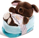 NICI Sleeping Puppies Donkerbruin Knuffel