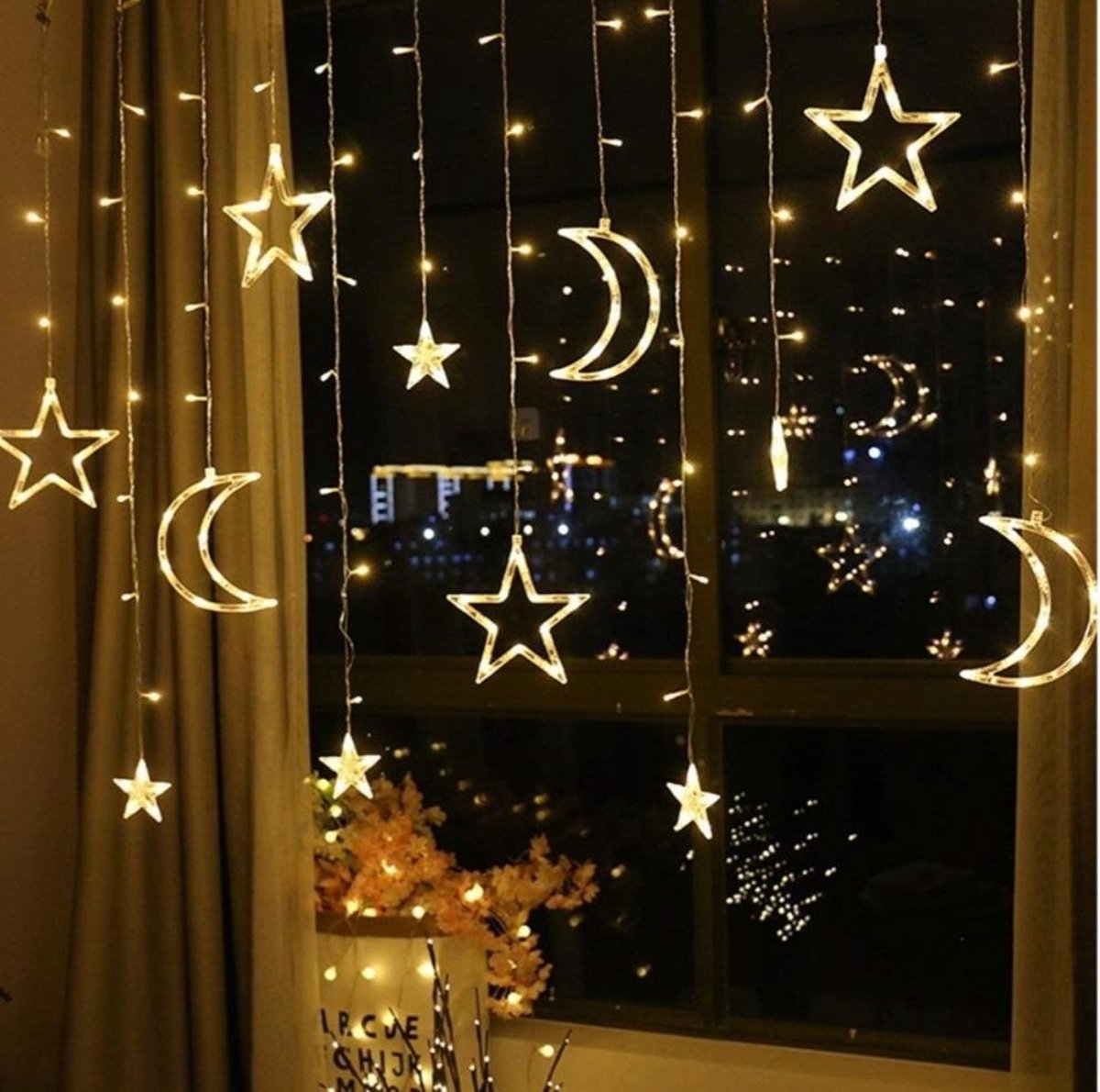 Rideau lumineux étoile de Noël pour fenêtre - 138 LED 12 étoiles guirl –  SHANULKA Home Decor