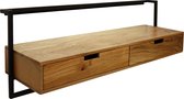 Floating - TV-meubel - 2 lades - massief acacia - naturel - metalen frame - zwart