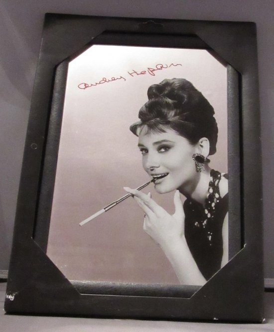 miroir AUDREY HEPBURN avec cigarette 22cm x 32cm