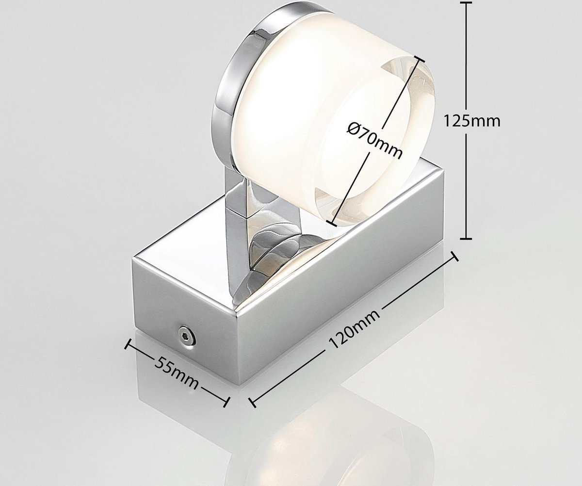 Arcchio - Wandlamp - 1licht - acryl, aluminium, ijzer - H: 6 cm - gesatineerd wit, chroom - Inclusief lichtbron