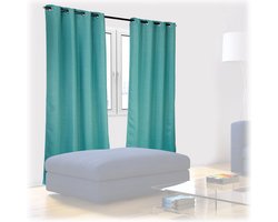 verduisterende gordijnen - 245 x 135 cm - 2 stuks - kant en klaar - met ringen - groen