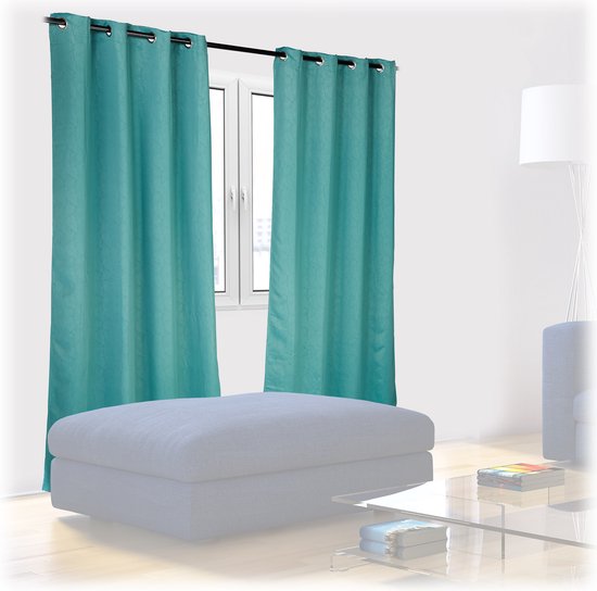 verduisterende gordijnen - 245 x 135 cm - 2 stuks - kant en klaar - met ringen - groen
