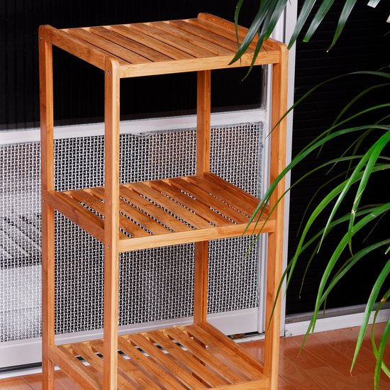 Étagère de salle de bain en bambou avec 3 étagères - 79x33x33 cm - cuisine/salle de bain - style naturel