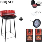 Barbecue - Houtskool - Luxe Set - Vleesthermometer - BBQ Gereedschap - Hamburgermaker - 5-Delige BBQ Set