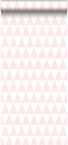 ESTAhome behang grafische driehoeken licht roze en wit - 128862 - 53 cm x 10.05 m