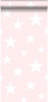 ESTAhome behang grote en kleine sterren licht roze en wit - 138931 - 53 cm x 10.05 m