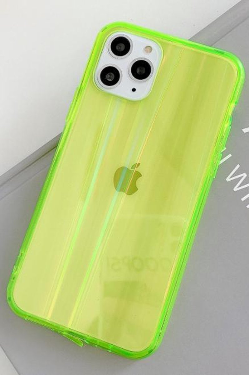 Shieldcase Gekleurde laser case geschikt voor Apple iPhone 12 / 12 Pro - 6.1 inch - groen + glazen Screen Protector