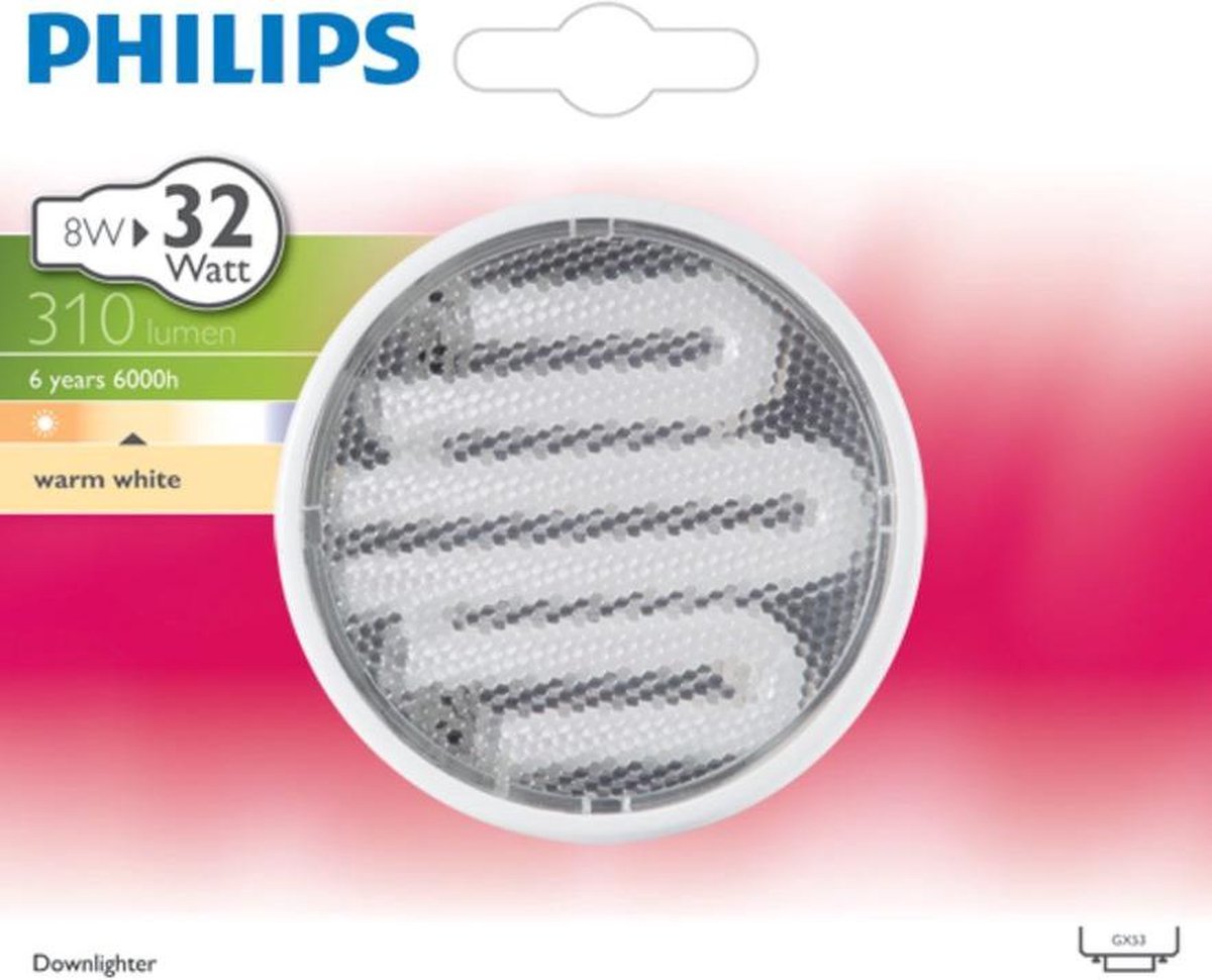 Philips softone Disk - Spaarlamp - 9W - GX53 | bol