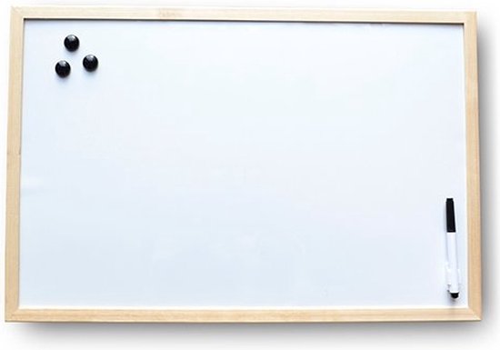 Whiteboard houten omlijsting 30 x 40 cm met stift en magneten