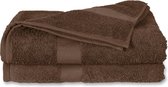 Twentse Damast Luxe Katoenen Badstof Handdoeken - Badlaken - 2 stuks - 60x110 cm - Bruin