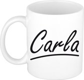 Carla naam cadeau mok / beker sierlijke letters - Cadeau collega/ moederdag/ verjaardag of persoonlijke voornaam mok werknemers