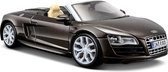 Modelauto Audi R8 Spyder bruin 18 x 8 x 5 cm - Schaal 1:24 - Speelgoedauto - Miniatuurauto