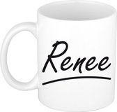 Renee naam cadeau mok / beker sierlijke letters - Cadeau collega/ moederdag/ verjaardag of persoonlijke voornaam mok werknemers