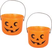 Set van 8x stuks pompoen trick or treat snoep emmertje 18 x 14 cm - Halloween snoep ophalen